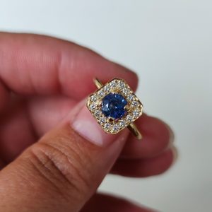 Bague Céleste - Saphir bleu & diamants - Or jaune 18K